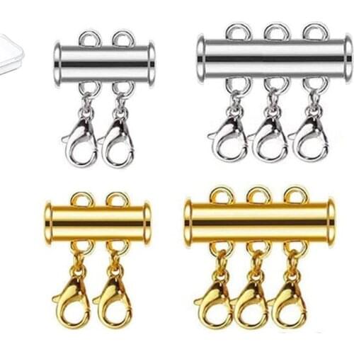 2pcs Multi Strand Clasp Lobster Clasp Necklace Magnetic Tube Lock Jewelry Connectors For DIY Jewelry Making Findings Accessories