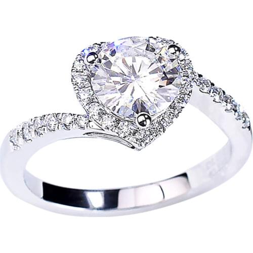 Love Heart Shape Big Diamond Rings Women S925 Sterling Silver Luxury Cute Engagement Wedding Party Birthday Gift for Girlfriend