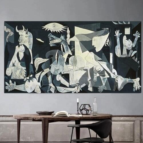 Famous Painting Picassos "Guernica" Oil Painting Reproduction Wall Art Posters and Prints Living Room Decoration Pictures