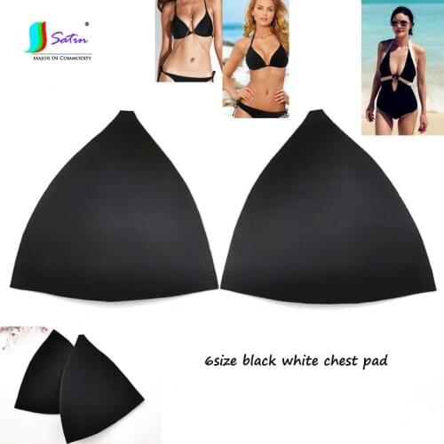 10pair Wholesale Large Size Black White Triangle Sponge Traceless Chest Cup Pad Swimsuit Bikini Bra Gathered Invisible Chest Pad