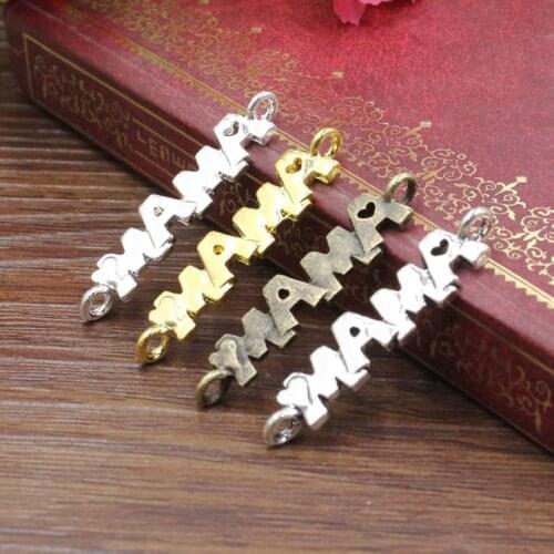 20pcs/lot Metal "MAMA" Connectors Antique Silver/Gold/Silver/Bronze Bracelet Link 7.5*35mm Hole: approx 2.5mm K05419