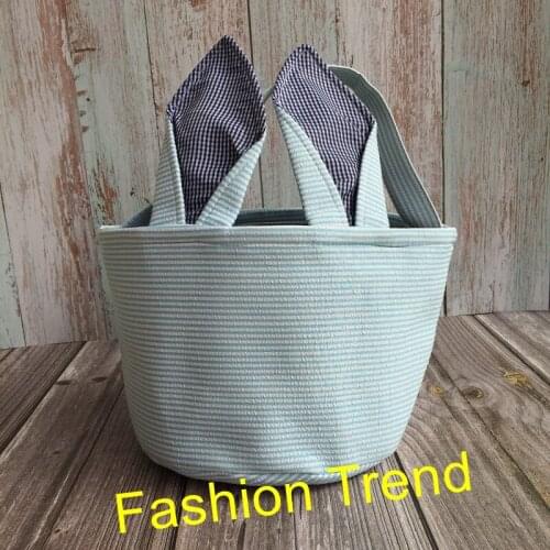 200pcs/lot 2019 New Arrival Monogrammed Seersucker Easter Bucket easter bunny baskets