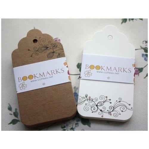 500 pcs Flower pattern Bookmark label Hang tag Coffee kraft paper gift card tag Message card