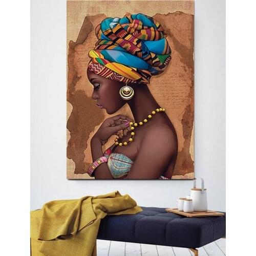 Black Woman 5D Diy Diamond Painting Cross Stitch full Square Round Diamond Embroidery African woman picture for room Decor
