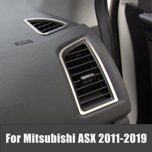 Car styling auto accessories stainless steel Air Vent Decorative trim Interior Decoration sticker For Mitsubishi ASX 2011-2019