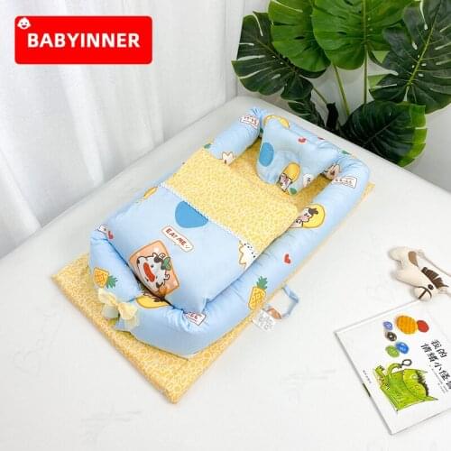 Babyinner Babynest Foldable Newborn Lounger Co Sleeper Portable Baby Bedding Set Removable Nursery Carrycot with Pillow 0-18 M