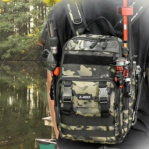 Double Single Shoulder Backpack Fishing Tackle Backpack Large Waterproof Camouflage Storage Bag With Protective Rain Cover