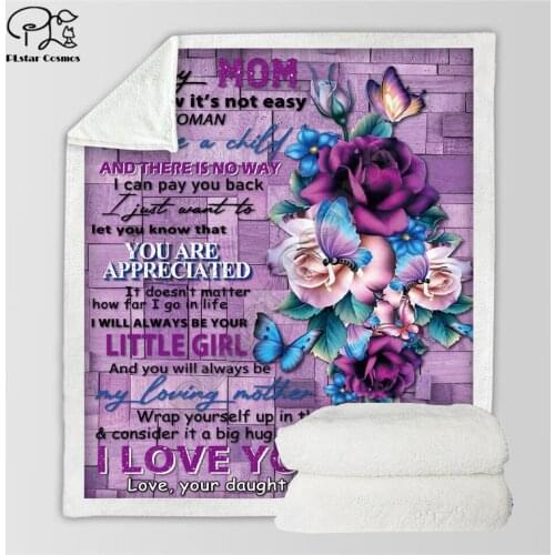 To My Mom 3d printed fleece blanket for Beds Hiking Picnic Thick Quilt Fashionable Bedspread Sherpa Throw Blanket 11