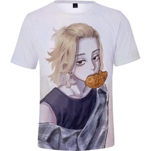 Anime Tokyo Revengers Cosplay T-shirt Manjirou Sano Tee Short Sleeve Summer Top O-Neck Cosplay Costume Adults Kids