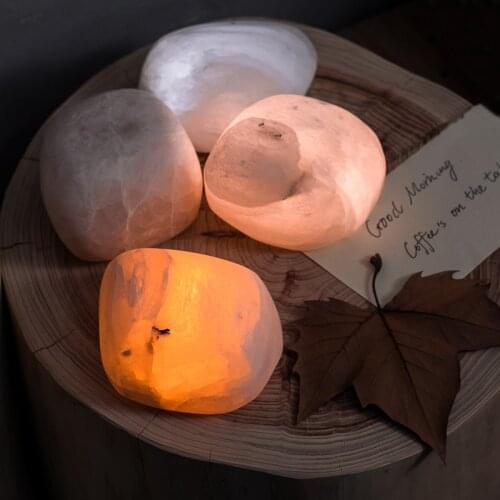 Pebble Stone Night Light Natural Stone Onyx Decor Electronic Senor Light Bedside Lamp