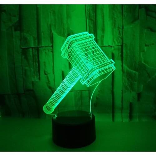 Hammer 3d Led Light Colorful Touch Remote lamp Visual Creative Gift 3d Led Night Light Luminaria De Mesa Night Light