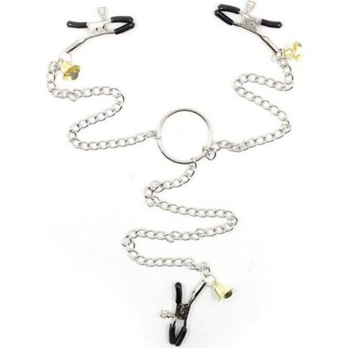 Adult Games Woman Sexy Metal Bells Nipple Clamps Labia Breast Clitoris Chain Clips Fetish BDSM Erotic Toys Sex Toys for Couples