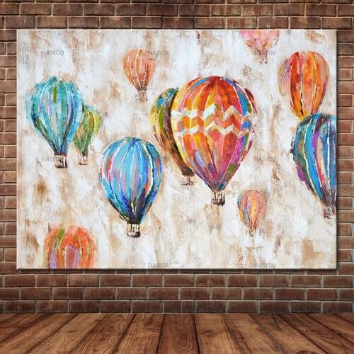 Large Size Hand Painted Lovely Cartoon Balloon Oil Paintings Canvas Child Painting Wall Picture Childrens Room Home Wall Decor