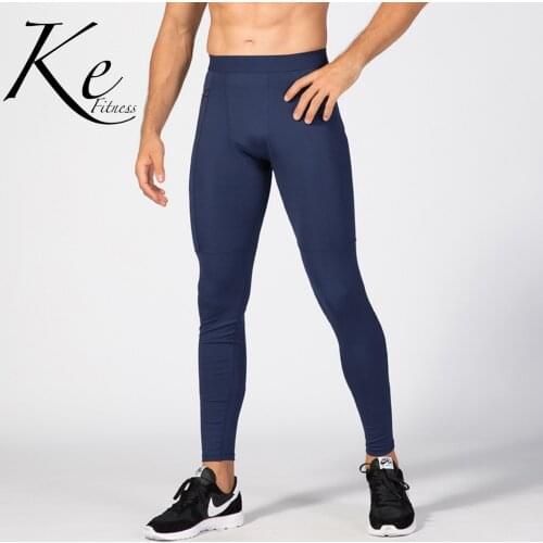 KE Mens Zipper Pocket Fitness Pants PRO Sports Running Training Perspiration Quick-drying High Stretch Tights