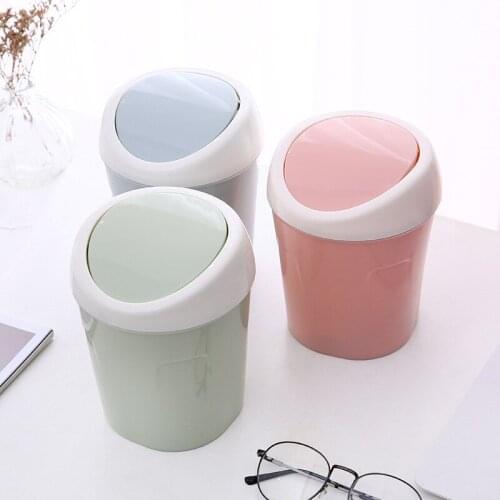 Creative Mini Trash Can Home Bathroom Kitchen Trash Can High Quality Office Practical Easy To Clean Table Trash Basket 3 Color