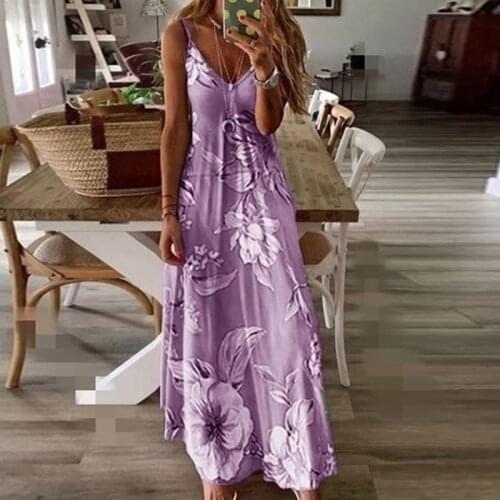 Summer Women Maxi Dress Sleeveless V Neck Ladies Dress Plus Size 8XL Casual Sexy Boho Printed Long Dresses Loose Vestido