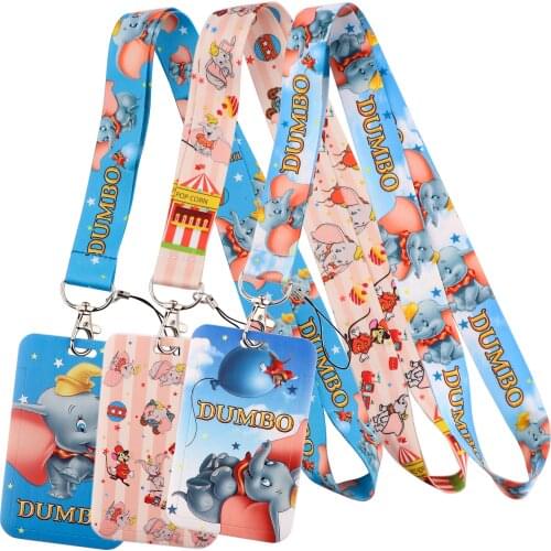 LT1130 Dumbo Cute Neck Strap Lanyards Keychain Badge Holder ID Card Pass Hang Rope Lariat Lanyard for Key Rings Accessories Gift