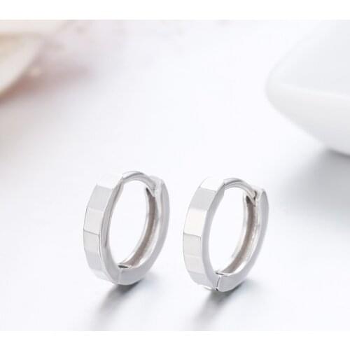 Cute 925 Sterling Silver Faceted Circles Small Loop Huggie Hoop Earrings For Women Jewelry Kids Baby Toddler Girls Arose Aretes