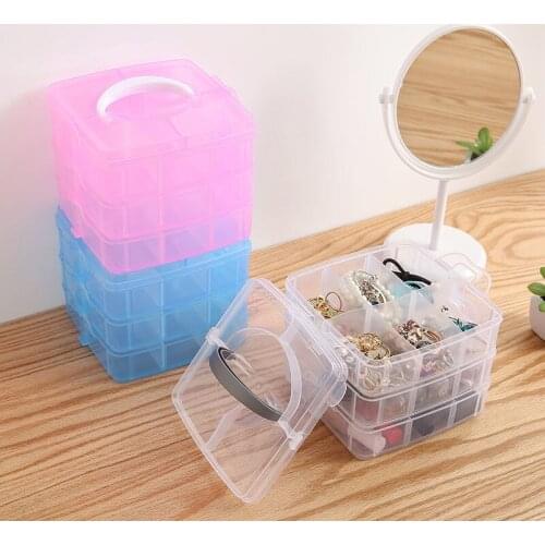 Large Capacity Multilayer Transparent Jewelry Storage Box Plastic Storage Box Portable Jewelry Box Desktop Earrings Ring Box