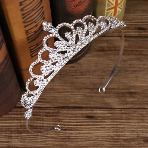 Fashion Silver Color Tiara And Crown Crystal Heart Rhinestone Wedding Hair Jewelry Women Queen Princess Girl Bride Hair Ornament
