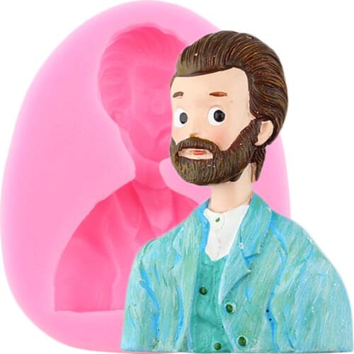 Cartoon Man Van Gogh Silicone Molds Fondant Cake Decorating Tools Soap Resin Mold Candy Polymer Clay Chocolate Gumpaste Moulds