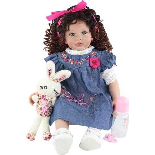 New Design 60cm Soft Silicone Reborn Toddler Doll For Girl Cloth Body Curly Hair Princess Baby Kids Birthday Gift Play House Toy