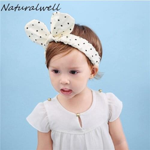 Naturalwell Gorgeous Wrap headwrap Fabric polka dot head wrap Mouse ears headbands Newborn headband turban top knot HB107