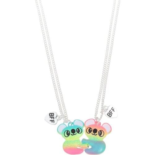 New 2021 Cute Colorful Raccoon Shape Pendant Chain Best Friends Necklace BFF Friendship Childrens Jewelry Gift for Girls