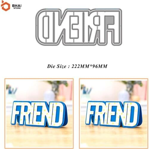 New Arrivals FRIEND English Word Metal Cutting Dies Scrapbooking DIY Album Stamp Paper Card Embossing Decor Craft
