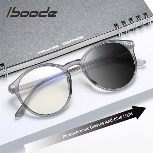 Iboode Brand Photochromic Glasses Frames Men Women Anti-Blue Rays Vintage Myopia Glasses Frame UV400 PC Lens Spectacle Eyewear
