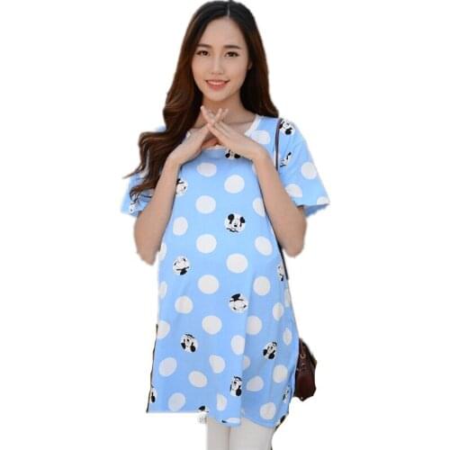 Clothes For Pregnant Women T Shirt Summer polka dot Printed Maternity Tops Plus Size M~XXL Casual Short Sleeve Pregnancy Tee