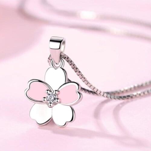 Silver Clover Necklace Pink Petals Gifts & Quality 2021 Womens Opportunity Product Model Turkey NEH92