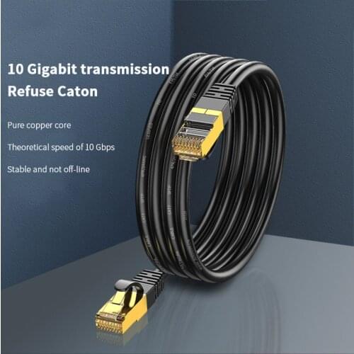 Cat7 Flat Cable, 70000 MB Round Cable, High Speed Wire, Pure Copper, Gigabit Shielded Broadband Home Cable, Computer Peripherals