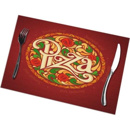 Table Mats Drink Coaster Table Placemats Pizza Print Coffee Mug Cup Coasters 6 PCS Non-slip Pads