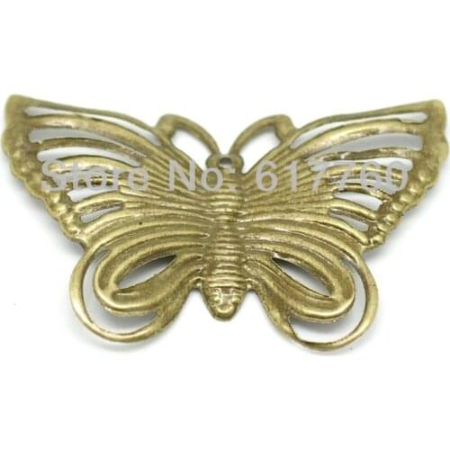 Free shipping-50PCs Antique Bronze Filigree Butterfly Charm Pendants Wraps Connectors DIY Embellishments Findings 4.3x2.8cm