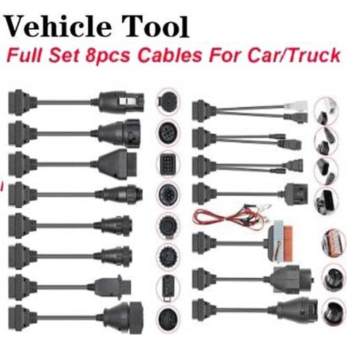 Full Set 8 Cables for Truck Car Automotivo For Scania For Benz OBD OBD2 Scanner Car Diagnostic Auto Tool 8pcs Full Set Cables