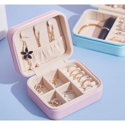 Portable Travel Jewelry Storage Box Jewelry PU Leather Organizer Display Bracelet Ornament Ear Stud Necklace Ring Box Women Gift