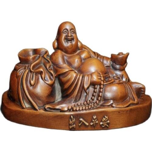 Early collection of boxwood carving Maitreya ornaments, decoration, office, home collection