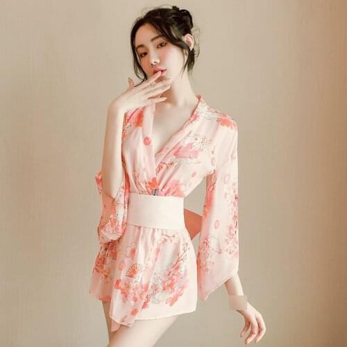 Sexy Women Short Satin Wedding Kimono Yukata Sleepwear Nightgown Dress Girl Bathrobe Cat Print Robe Japanese Sexy Uniforms