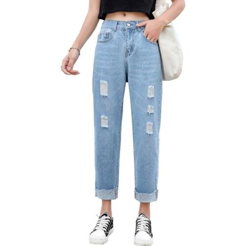 Harem Women Jeans Vintage Denim Pants Ladies Casual Loose Chic Jeans Mom Elastic Waist Boyfriends Jeans woman Chic Trousers 2020
