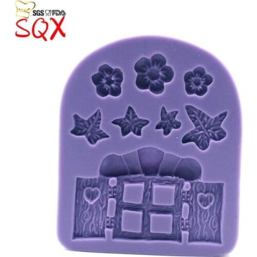Flower & Door Silicone Mold Fondant Cake Chocolate Mold Soap Candle Molds Kitchen Cake Decorating Baking Tools SQ1656