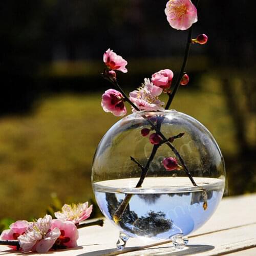 Crystal glass vase with foot flower pots planters home decoration modern decorative vases party wedding decor fish tank bowl