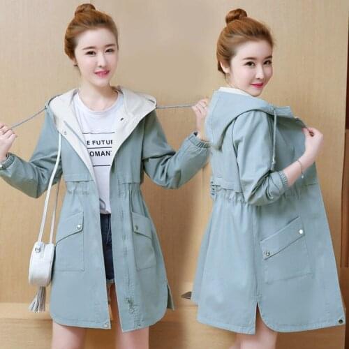 Windbreaker female long section spring and autumn new high quality slim fashion wild loose spring and autumn student jacket