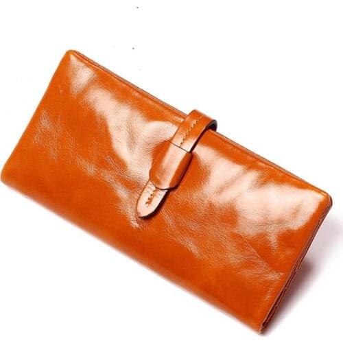 Vintage Luxury Women Wallets Genuine Leather Long Zipper Clutch Purse Large Capacity Card Holder Wallet