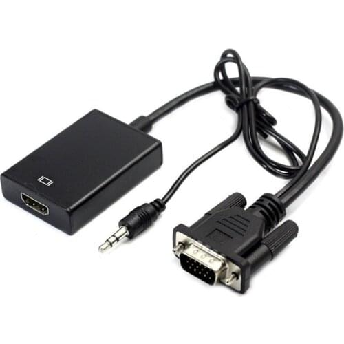 High Quality VGA To HDMI Converter Adapter Output 1080P HD+Audio TV AV HDTV Video Cable Converter Adapter