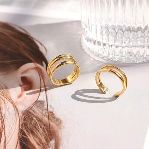 Minimalist Design Niche Multi-layer Ring Open Index Finger Ring Female Titanium Steel Jewelry