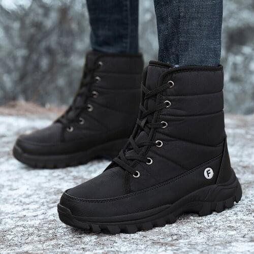 Winter Waterproof Non Slip Snow Boots Women Men Warm Plush Fur Black Gray Blue Outdoor Shoes