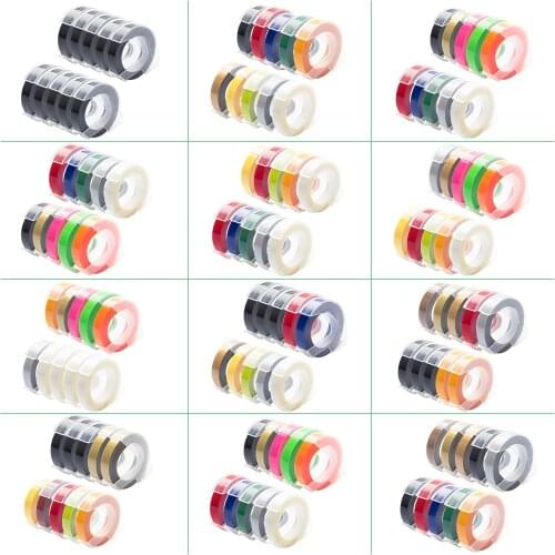 10pcs 9mm 3D Embossing Manual Tape Multicolor for Dymo Plastic 3D Embossing Label Tape for Dymo 12695 1540 1610 E101 202 Printer