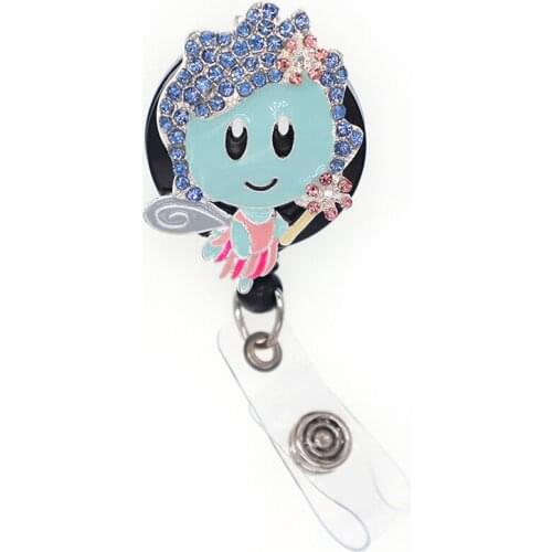 10pcs/lot Lovely rhinestone enamel angel with wing/fairy Nurse id badge holder reel clip for nurse gift