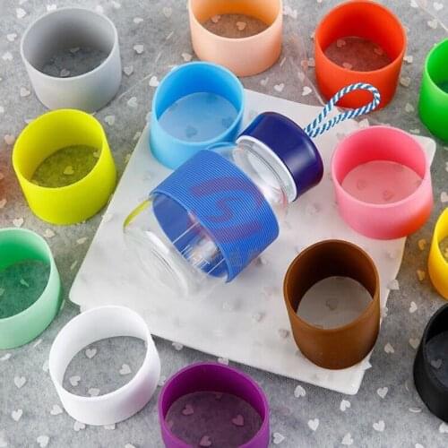 13 Colors Silicone Heat Insulated Cup Sleeve Stripes Non-slip Wraps For Mugs Ceramic Glass Cup Sleeve Water Bottle Kettle Cover